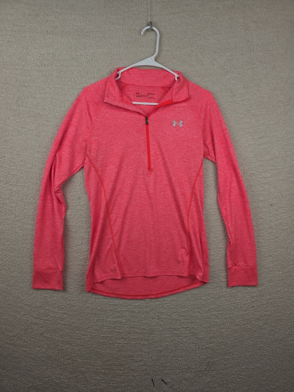 Under Armour Coral Heather Quarter-Zip Performance Top Medium